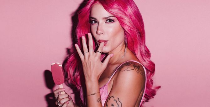 Beauitful, Halsey, pink hair wallpaper