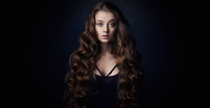 Blue eyes, woman gorgeous, long hair wallpaper