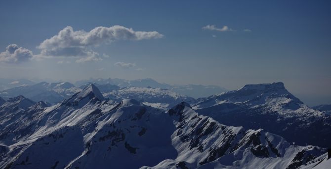 Snowy Mountains range, clean skyline, winter, sky wallpaper