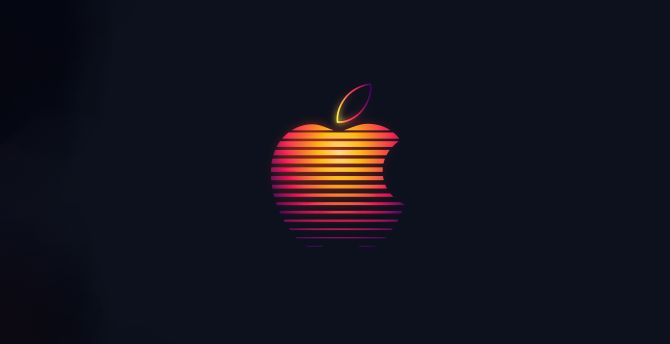 Apple, glowing logo, minimal wallpaper