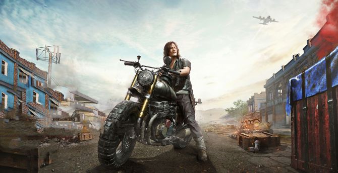 Daryl Dixon, PUBG mobile X, The Walking Dead, crossover, artwork wallpaper