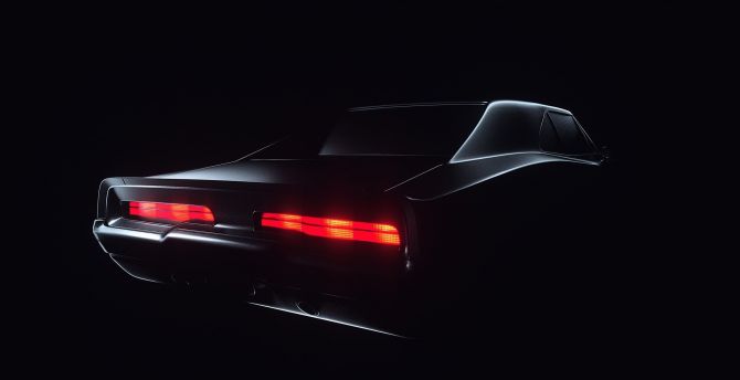 Dodge Charger, rear lights, dark wallpaper