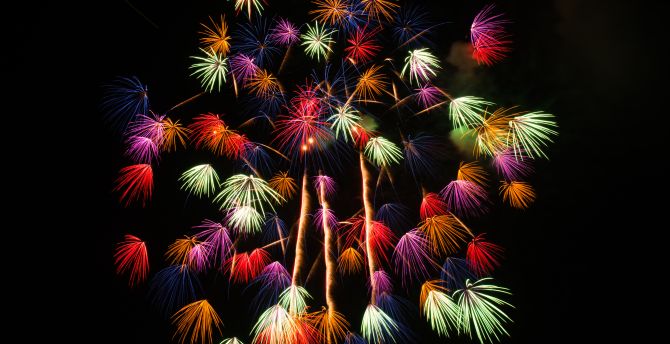Fireworks, sparks, celebration, colorful sky wallpaper