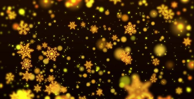 Yellow and golden, snowflakes, abstract wallpaper