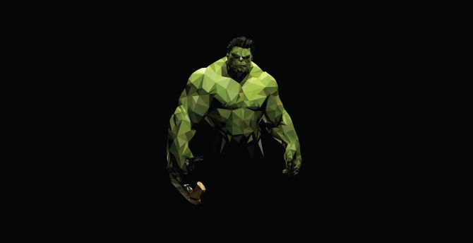Hulk, low poly, superhero, minimalistic art wallpaper