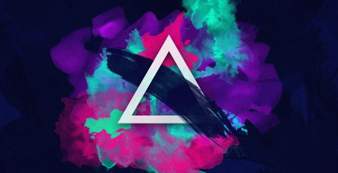 Triangle, color splashes, abstract wallpaper