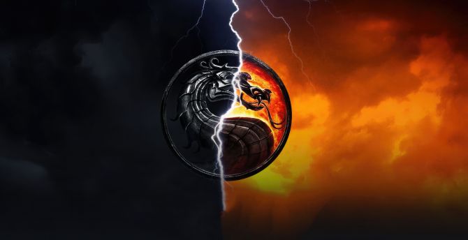 Mortal Kombat 1, mobile game logo, dragon wallpaper