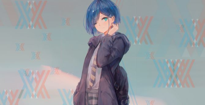 Cute, Ichigo, Darling in the franxx, anime girl, art wallpaper