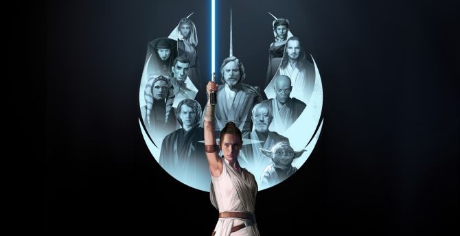 Rey of Star Wars, minimal wallpaper