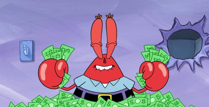 Mr. Krabs, SpongeBob SquarePants, tv series, cartoon, money wallpaper
