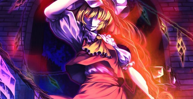 Angry, anime girl, Flandre Scarlet, touhou wallpaper
