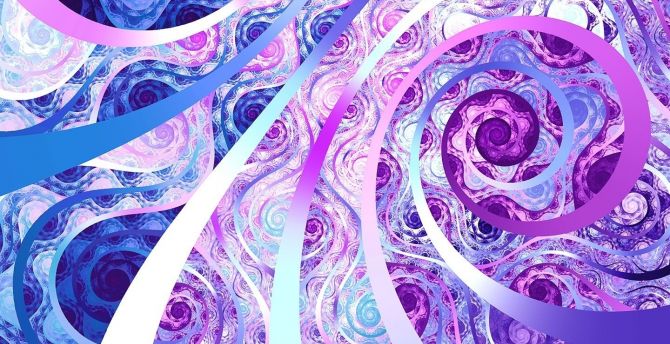 Swirl, blue, ribbon, fractal, art wallpaper