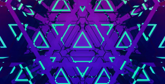 Abstraction, the neon triangles wallpaper