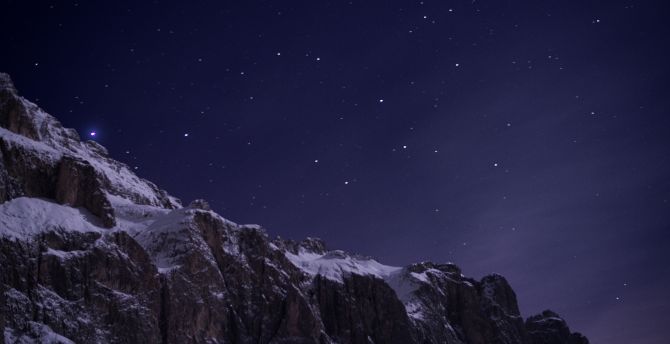 Alpine, mountains, blue sky, night wallpaper