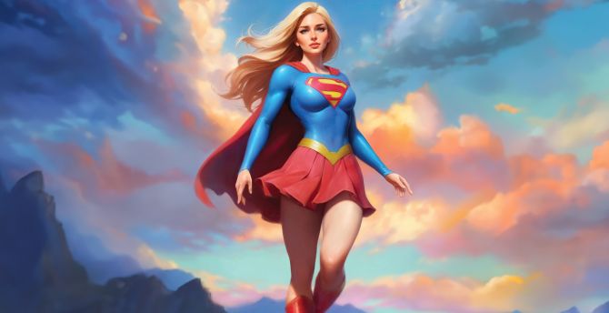 Supergirl, beautiful hero from DC, artwork wallpaper
