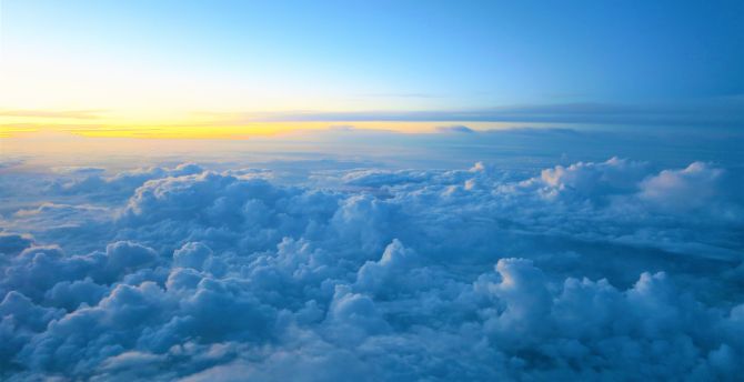Clouds and sunset, sky, sea of clouds wallpaper