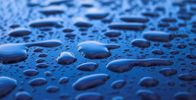 Drops, blue surface wallpaper