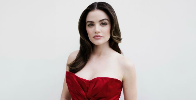 2024 Lucy Hale, beautiful actress, red dress wallpaper