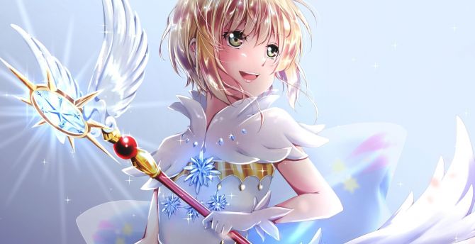 Angel, Sakura Kinomoto, cute, anime girl wallpaper