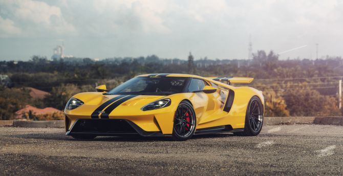 Sports car, Ford GT, 2019, yellow wallpaper