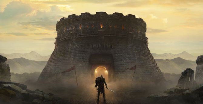 The Elder Scrolls: Blades, castle, warrior, video game wallpaper