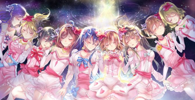 Love live!, cute, all anime girls, closed eyes wallpaper