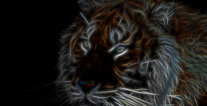Tiger, dark, muzzle, art wallpaper