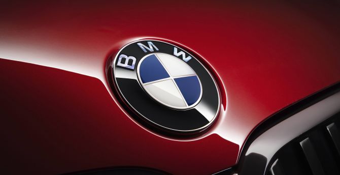 Red, BMW 7 series, car, logo wallpaper