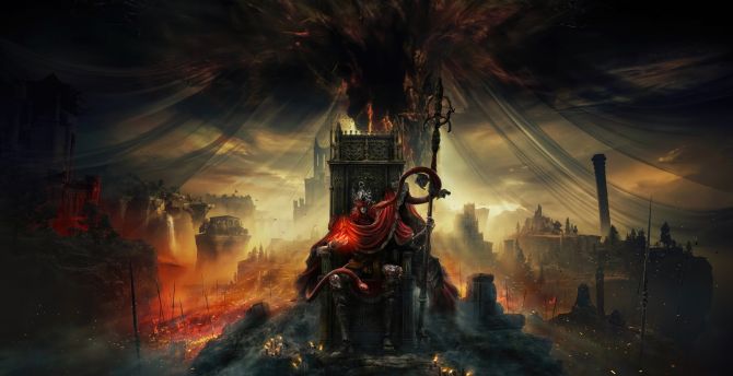 Elden Ring Shadow of the Erdtree Edition, evil on throne, art wallpaper