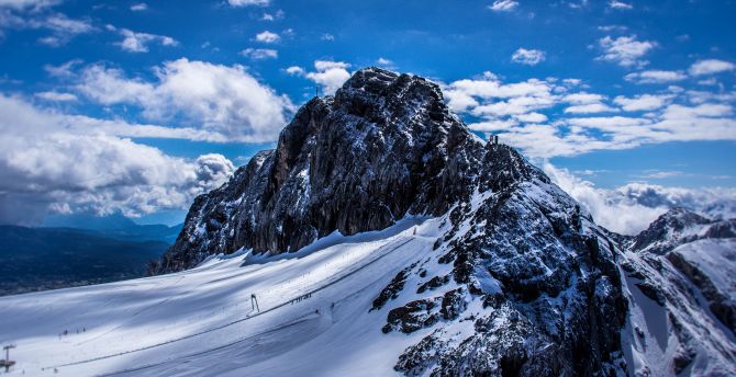 Swiss mountains, winter, sunny day, landscape wallpaper