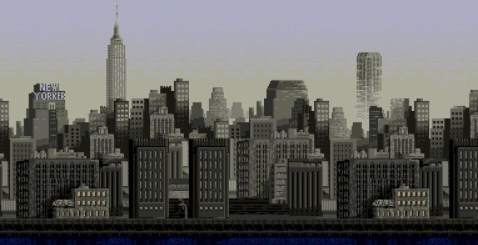 Pixel art, cityscape, buildings, New York wallpaper