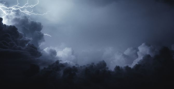 Lightning, dark, sky, clouds, storm wallpaper