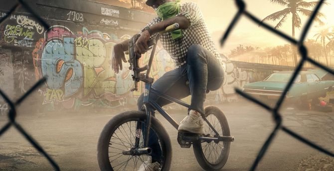 Grand Theft Auto: San Andreas, video game, man on cycle wallpaper
