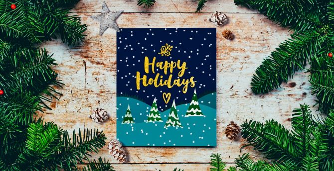 Wallpaper happy holidays, merry christmas, happy new year, 2020, greetings  card desktop wallpaper, hd image, picture, background, 337da3 |  wallpapersmug