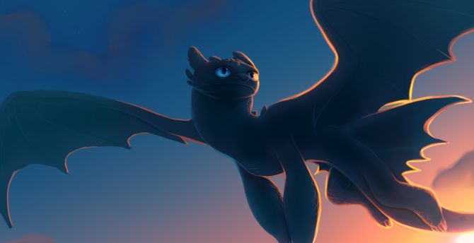 Toothless, movie, How to Train Your Dragon, 2019, artwork wallpaper