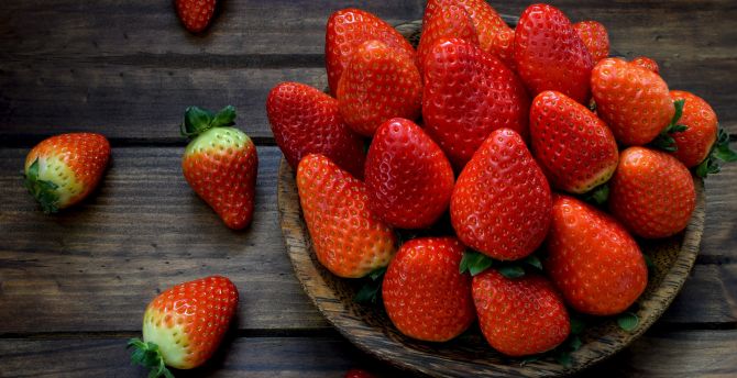 Fruits, basket, fresh, strawberries wallpaper