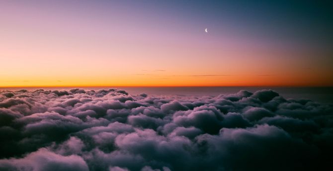 Sky, clouds, horizon, twilight wallpaper
