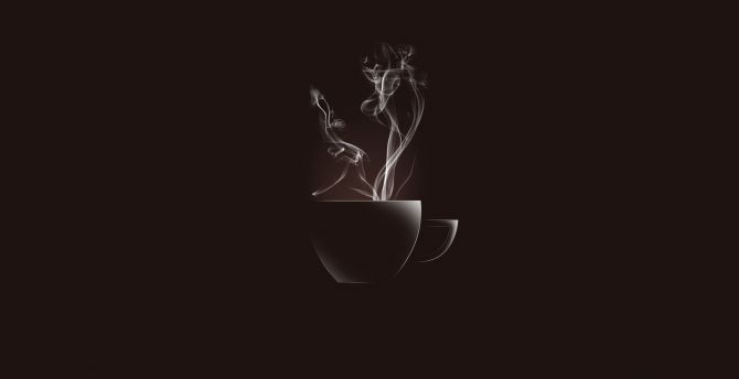Smoke, hot, coffee cup, minimal wallpaper