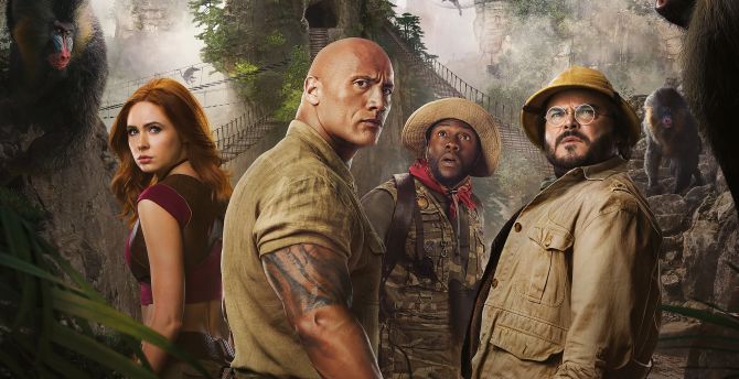 Jumanji: The Next Level, Kevin Hart, Dwayne Johnson, adventure movie, 2019 wallpaper
