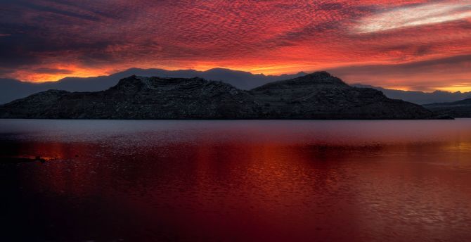 Lake Mead, mountains, sunset, nature wallpaper