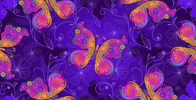 Butterflies, digital artwork, gradient wallpaper