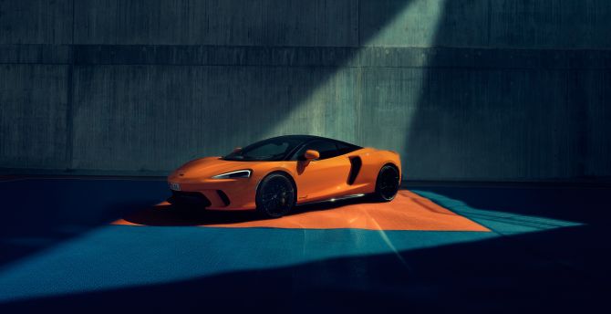 Orange McLaren GT, 2023 car wallpaper
