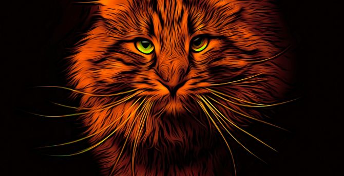 Cat, animal, digital art wallpaper