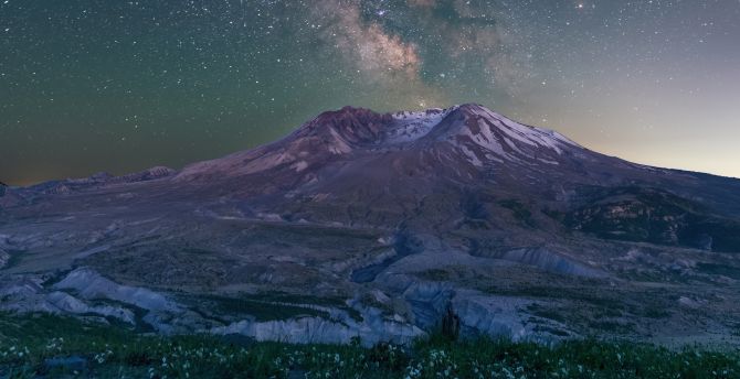 Mount Saint Helens, night, milky way view, landscape, nature wallpaper
