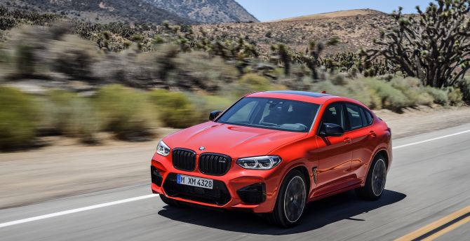 On-road, Red BMW X4 wallpaper