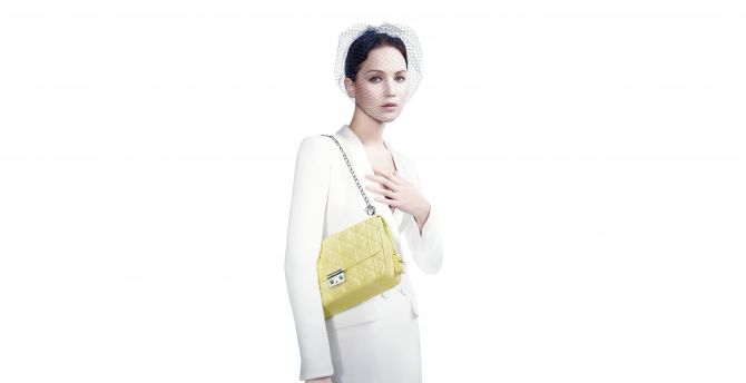 Jennifer Lawrence, Dior, yellow purse, photoshoot wallpaper