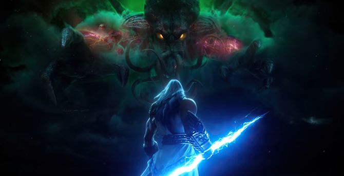 Zeus, God of thunder, video game wallpaper
