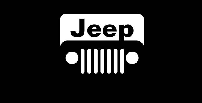 Jeep, car, minimal, logo, dark wallpaper