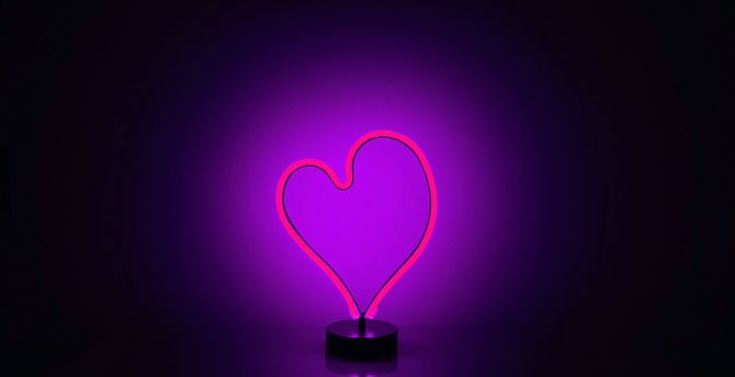Wallpaper love, heart, neon, purple light, minimal desktop wallpaper, hd  image, picture, background, 3a4e1b | wallpapersmug