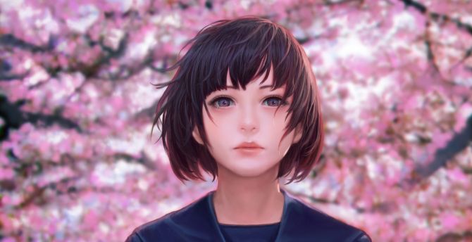 Blossom, artwork, cute, anime girl wallpaper